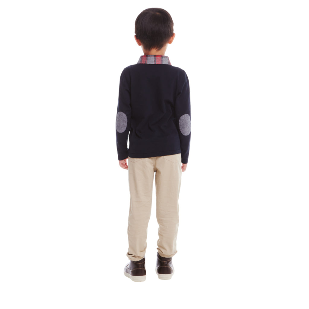 Kids (2-8) Polo & Cognac Cord Pants Set | Navy Holiday - Andy & Evan