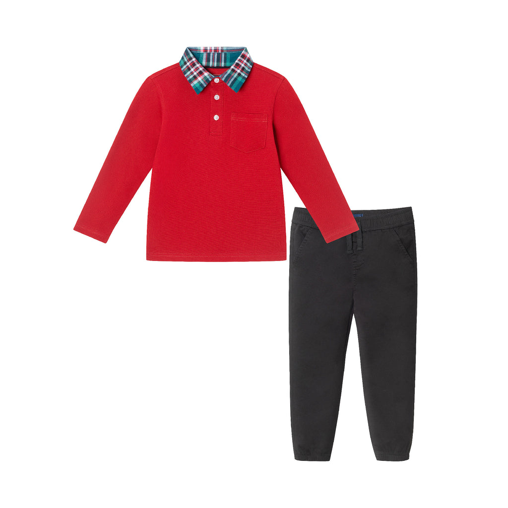 Kids Red Holiday Polo Set - Andy & Evan