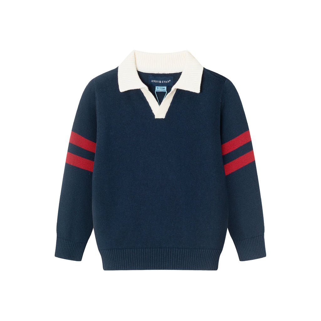 Infant 2-Piece Collared Sweater & Hybrid Pant | Navy & Cognac - Andy & Evan