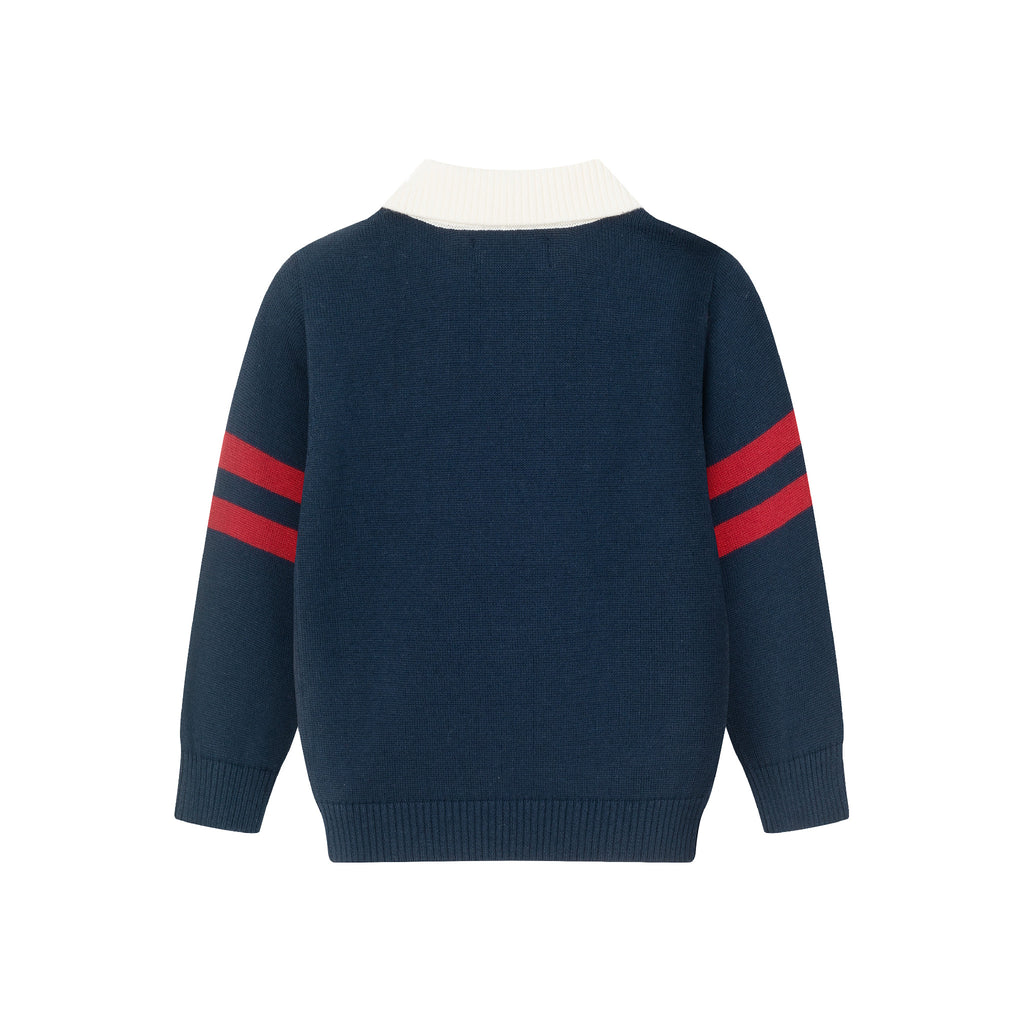 Infant 2-Piece Collared Sweater & Hybrid Pant | Navy & Cognac - Andy & Evan