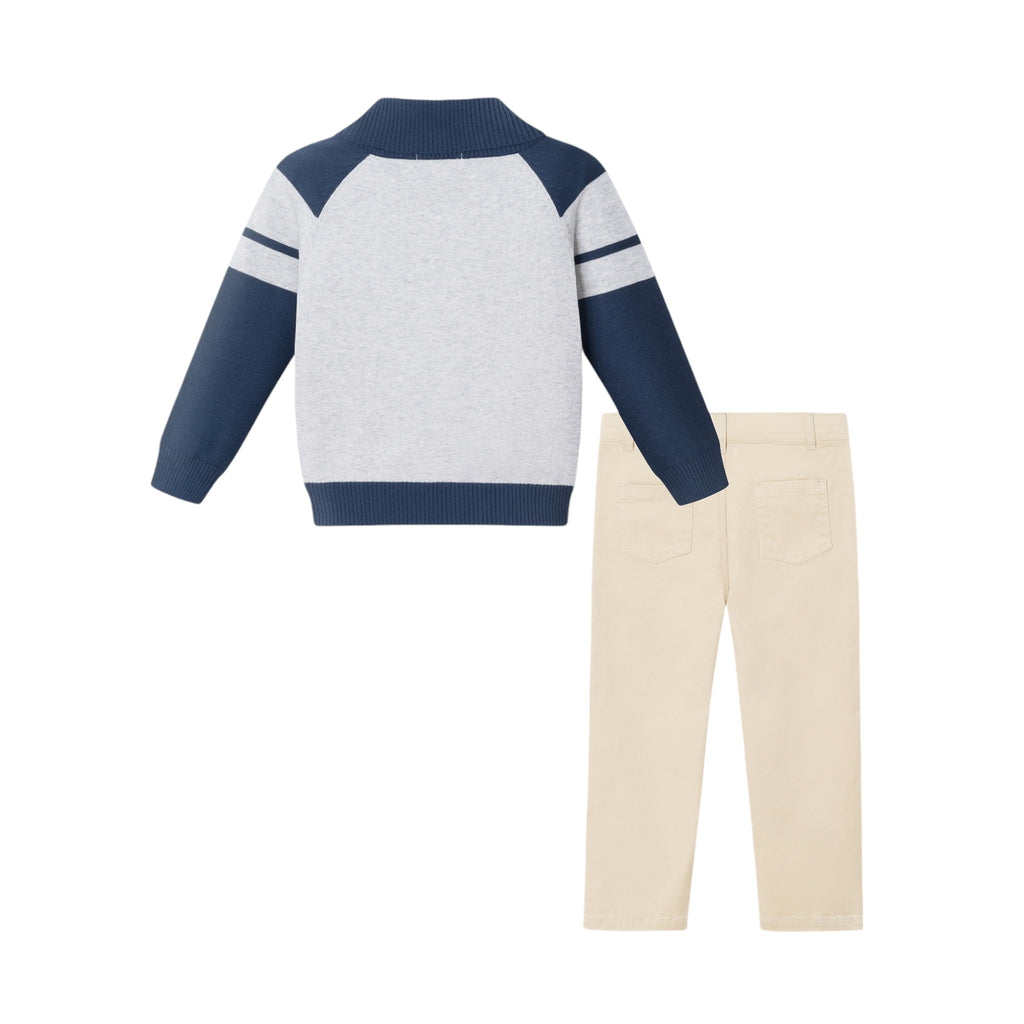 Kids Shawl Cardigan & Pant Set | Navy Heather Grey - Andy & Evan