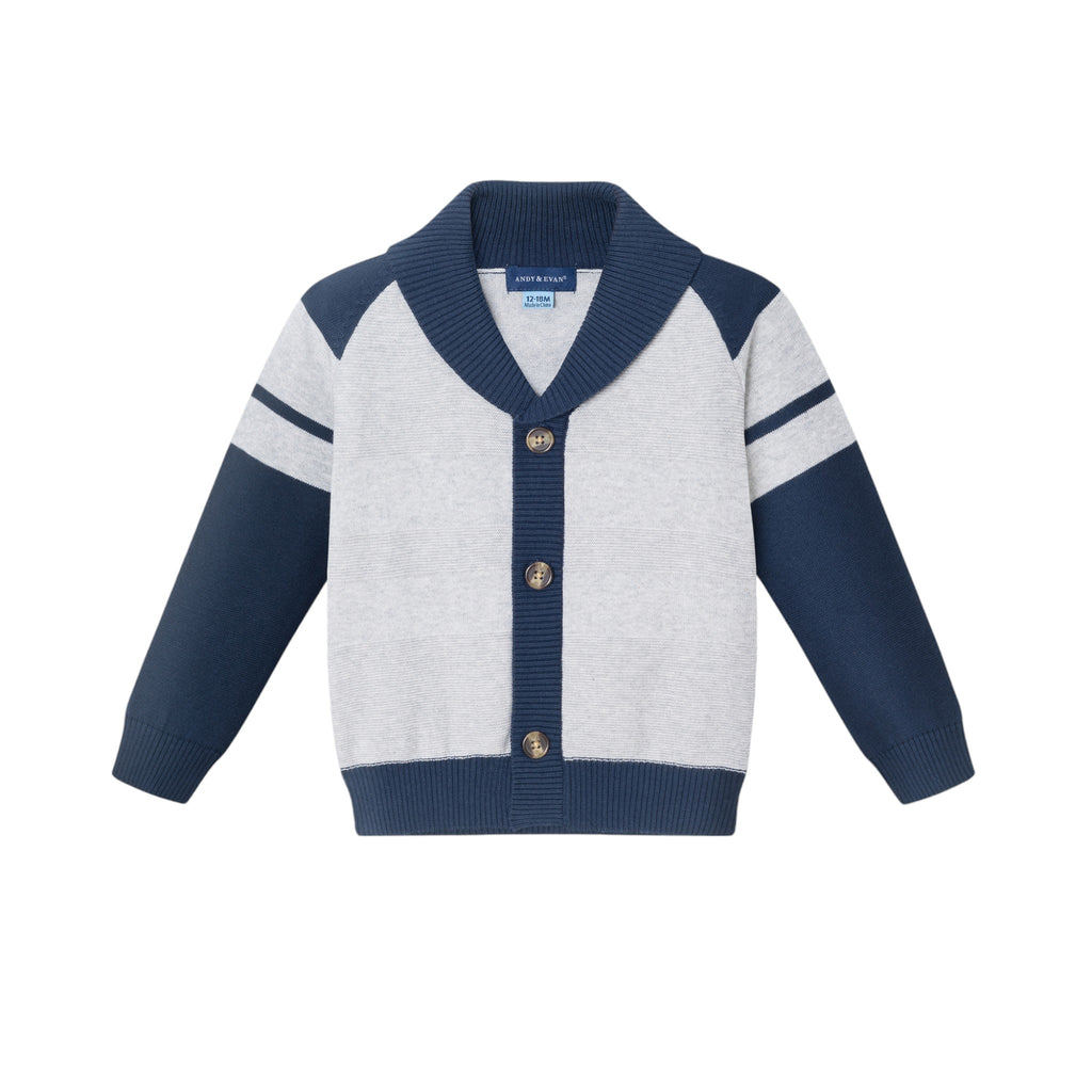 Kids Shawl Cardigan & Pant Set | Navy Heather Grey - Andy & Evan