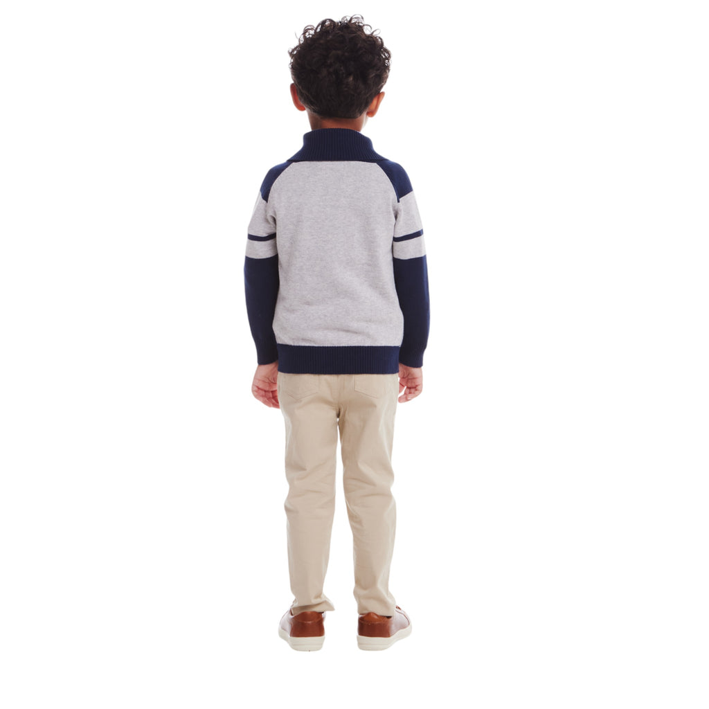 Kids Shawl Cardigan & Pant Set | Navy Heather Grey - Andy & Evan