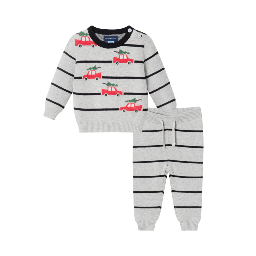 Infant (0-24M) Striped Sweater Set | Holiday Car - Andy & Evan