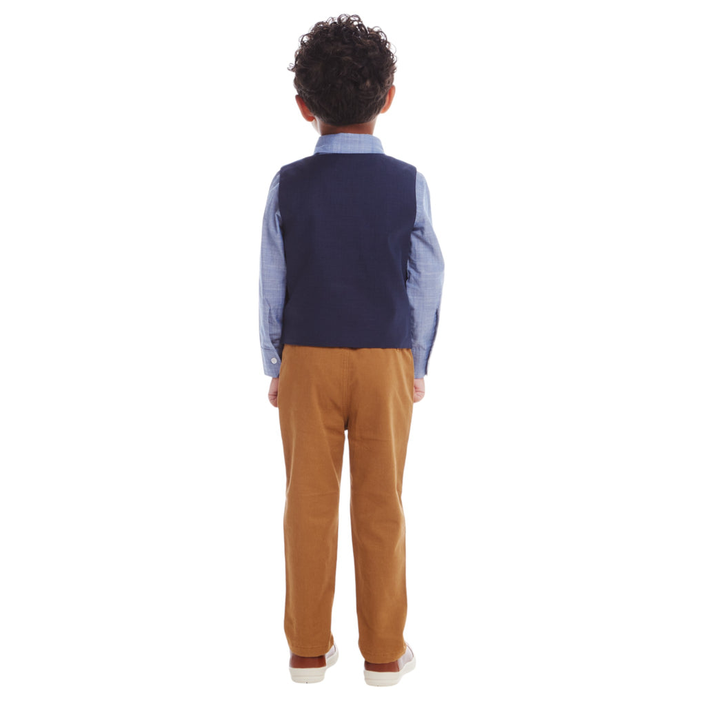 Kids 4-Piece Vest & Rust Pant Set | Holiday Hipster - Andy & Evan