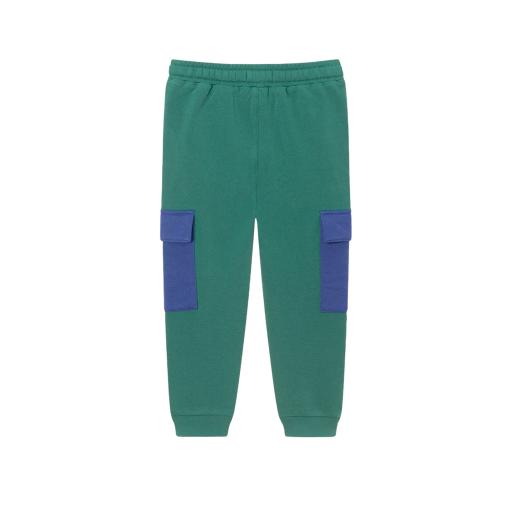 Kids Navy & Green Color Blocked Terry Hoodie & Pant Set - Andy & Evan