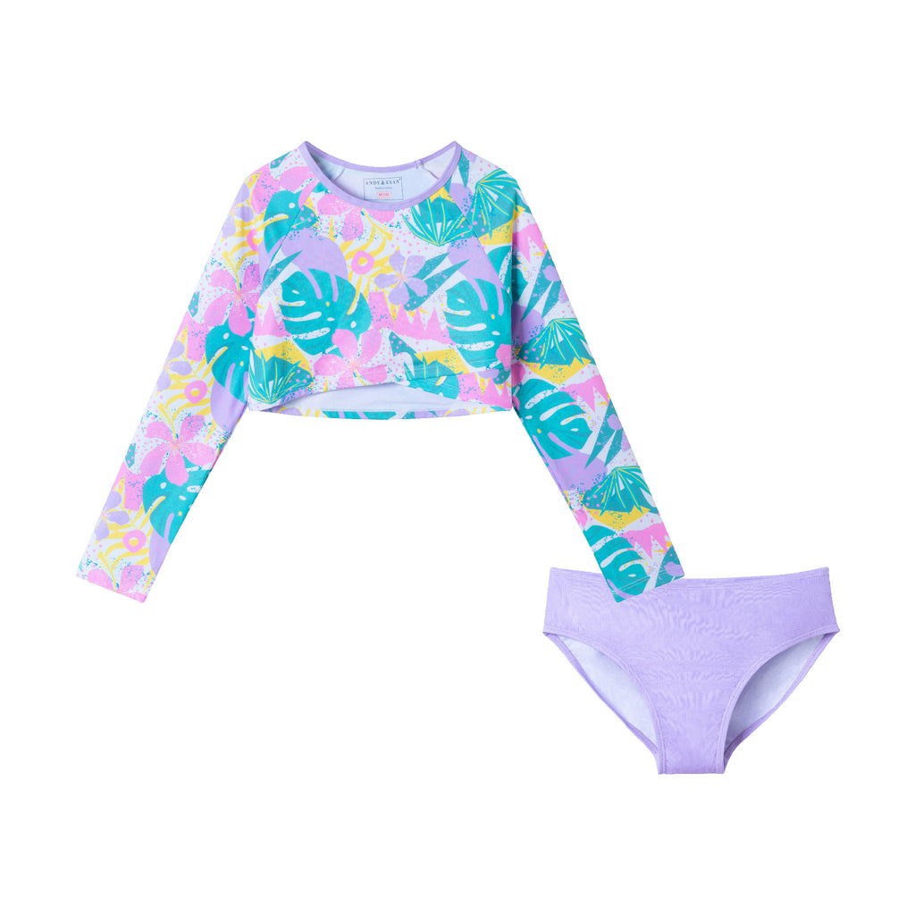 Kids (7-16) Two Piece Rashguard Set | Tropical - Andy & Evan