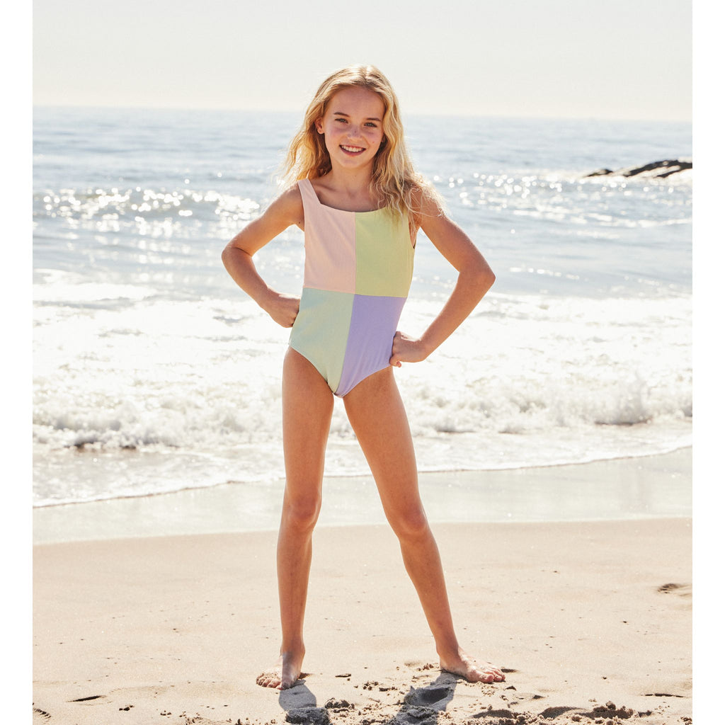 Kids (7-16) One Piece Swim Suit | Color Block - Andy & Evan