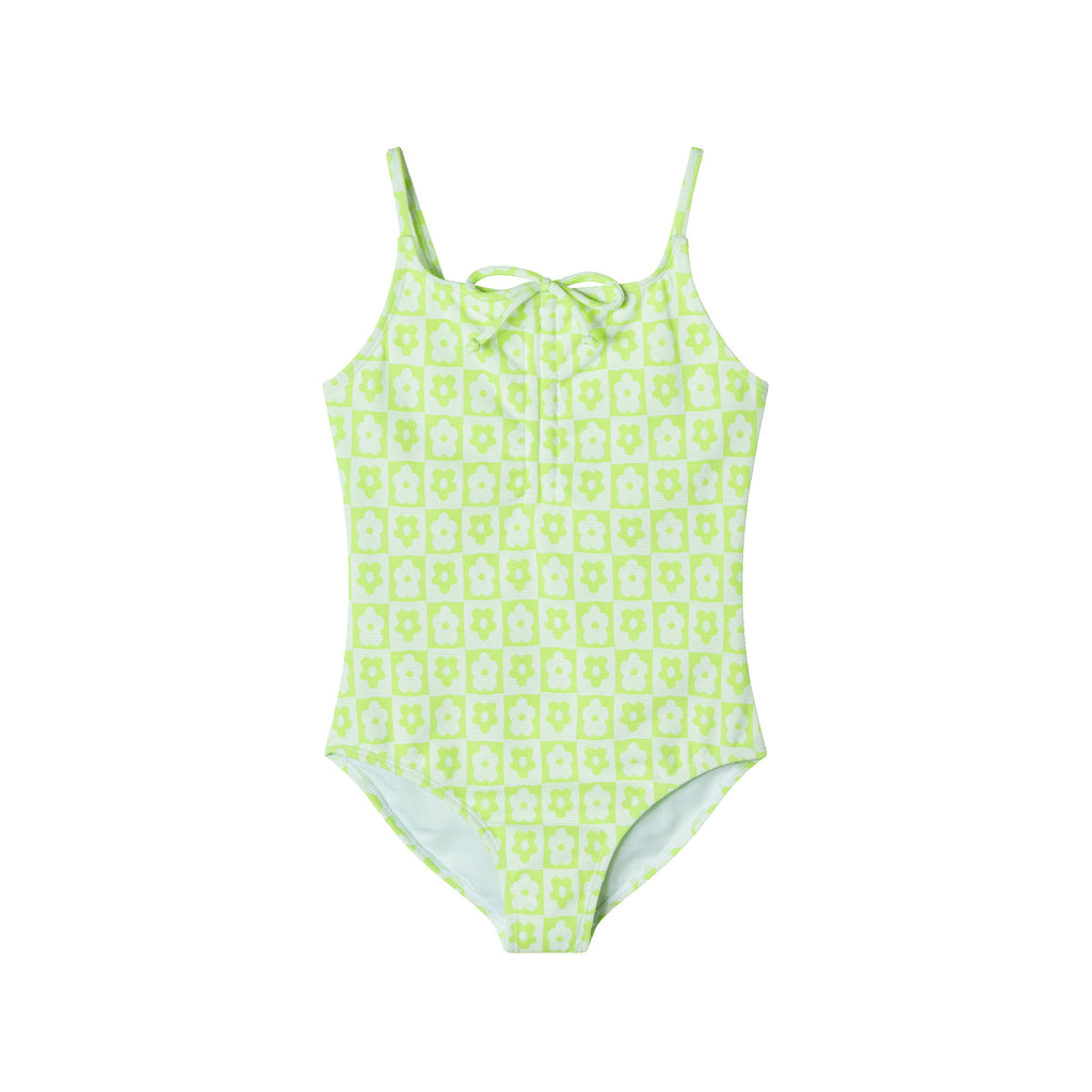 Kids (7-16) One Piece Swim Suit | Floral Check - Andy & Evan