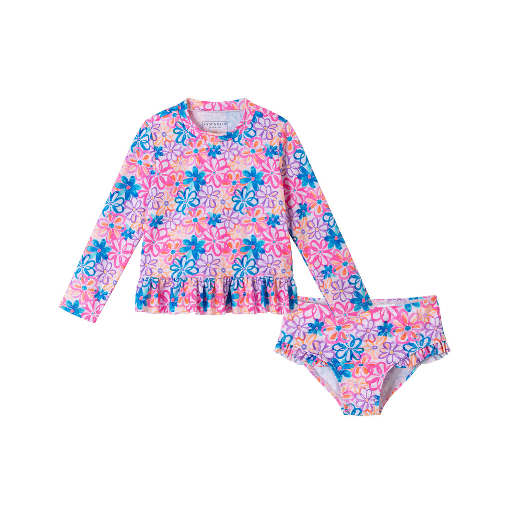 Kids (2-7) Ls Rashguard Set | Floral - Andy & Evan