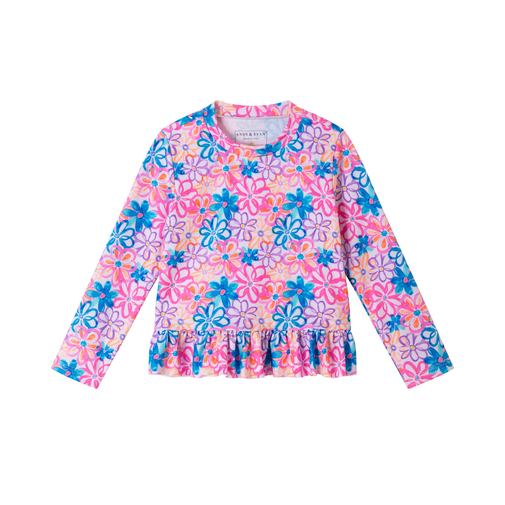 Kids (2-7) Long Sleeve Rashguard Set | Flower Fun - Andy & Evan