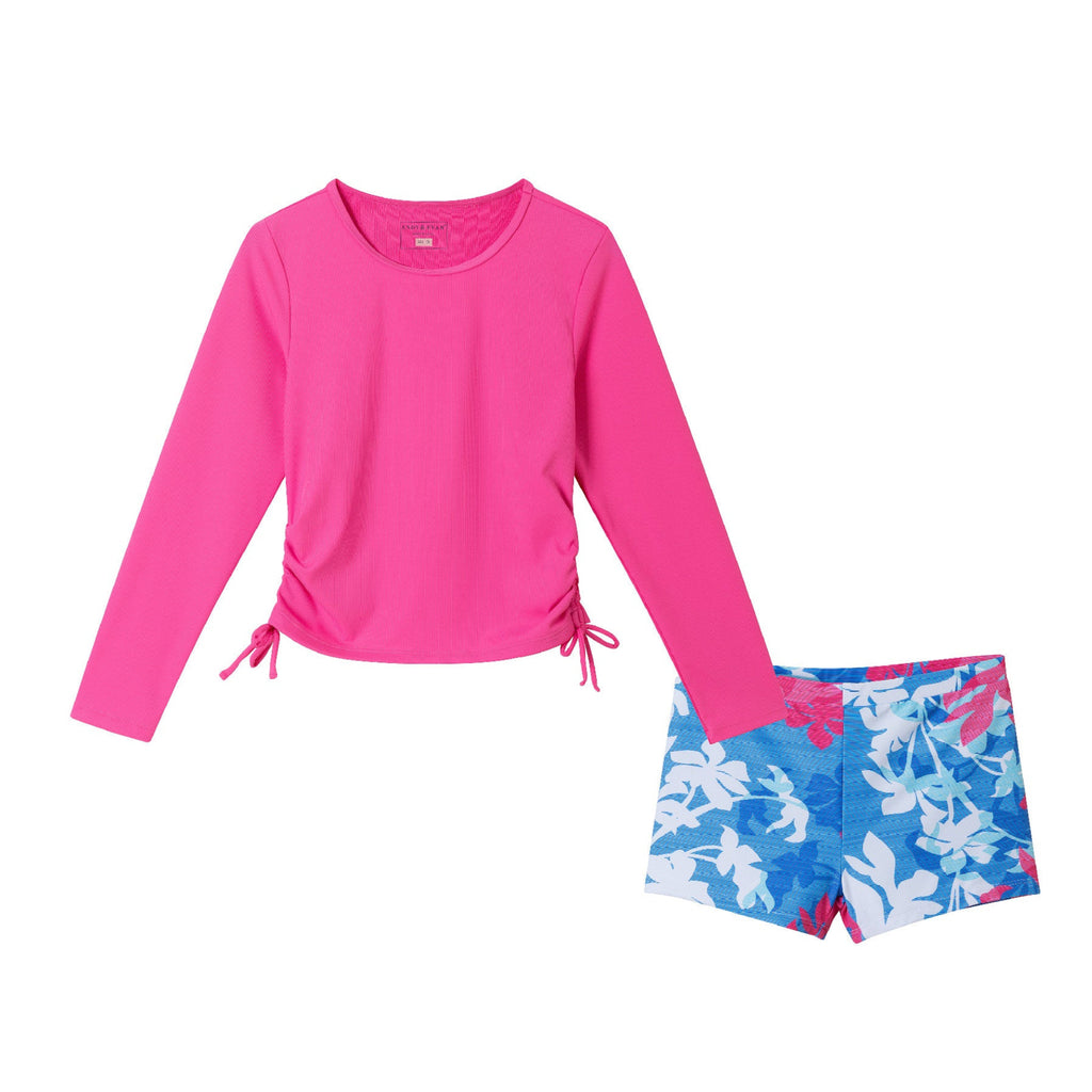 Kids (7-16) Rashguard & Short Set | Pink & Blue - Andy & Evan