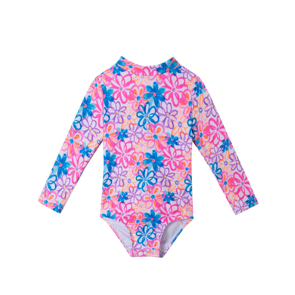 Infant (0-24M) Ls Rashguard & Hat Set | Blue Floral - Andy & Evan