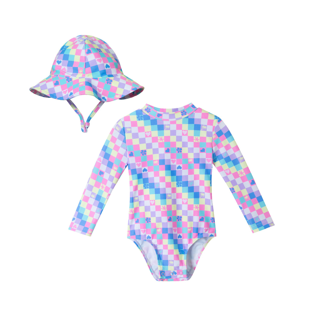 Infant (0-24M) Ls Rashguard & Hat Set | Checker - Andy & Evan