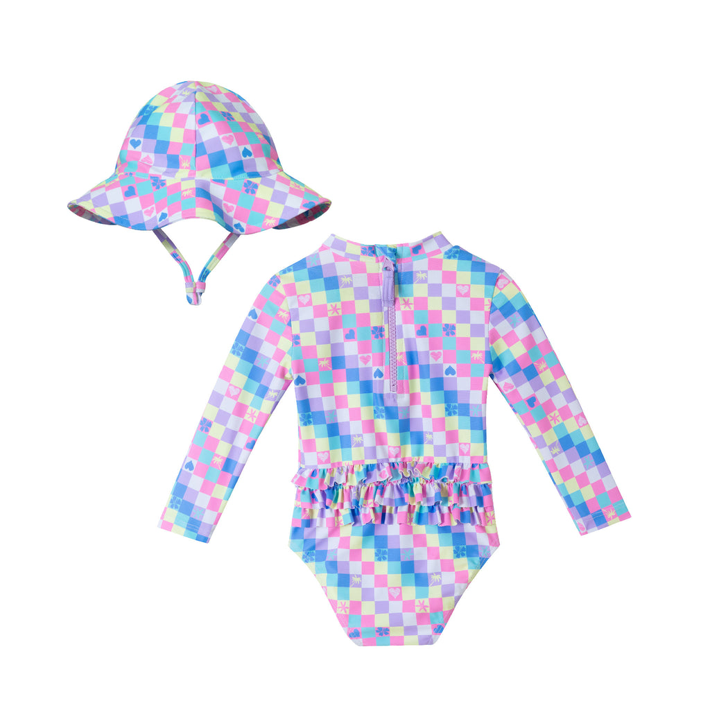 Infant (0-24M) Ls Rashguard & Hat Set | Checker - Andy & Evan