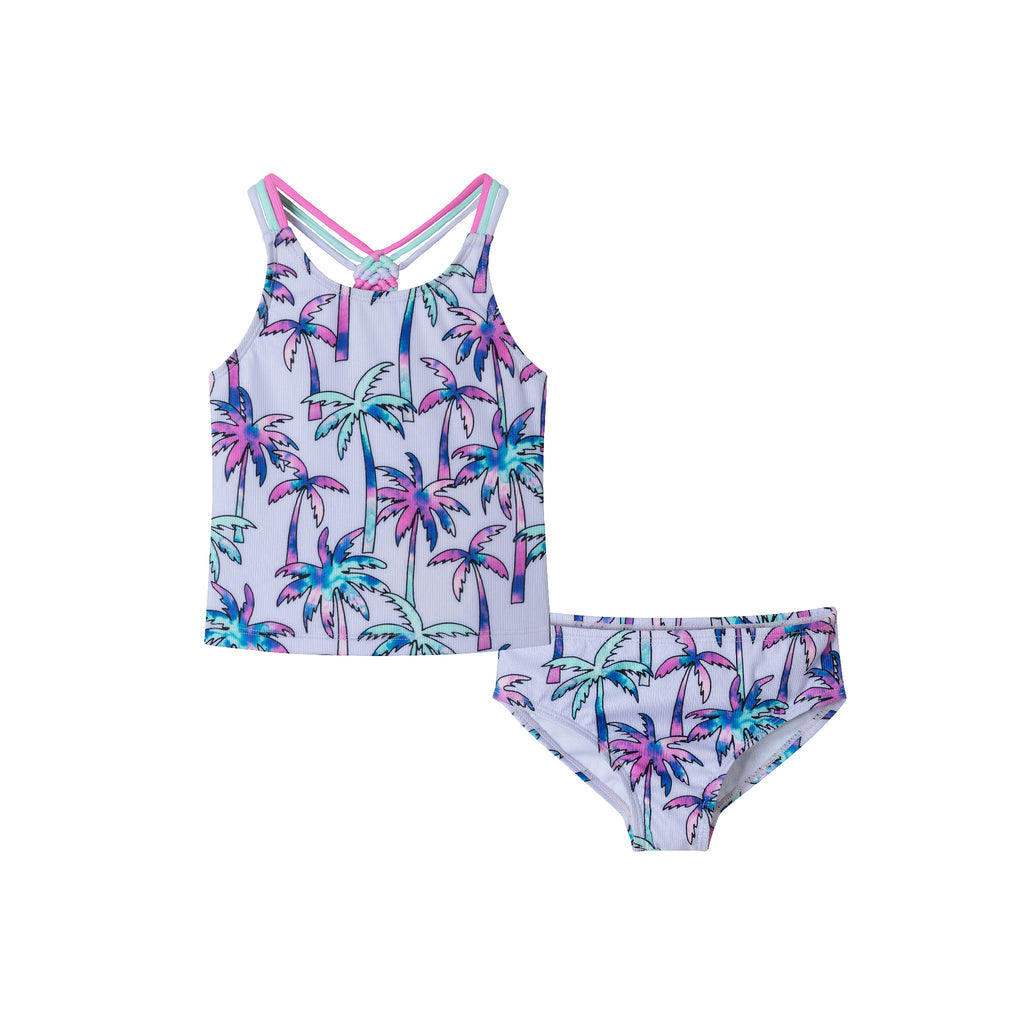 Kids (2-6x) Tankini Swimsuit Set | Purple Palm Trees - Andy & Evan