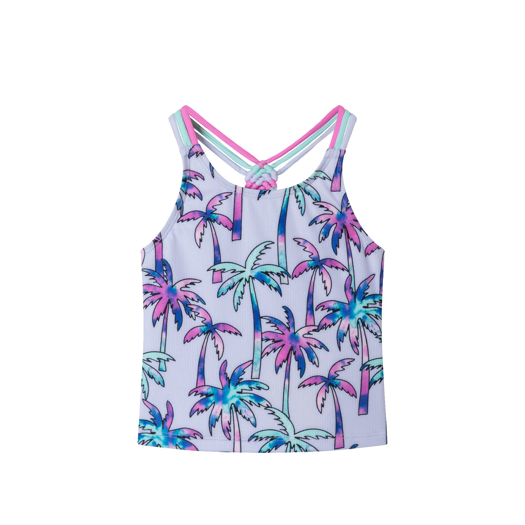 Kids (2-6x) Tankini Swimsuit Set | Purple Palm Trees - Andy & Evan