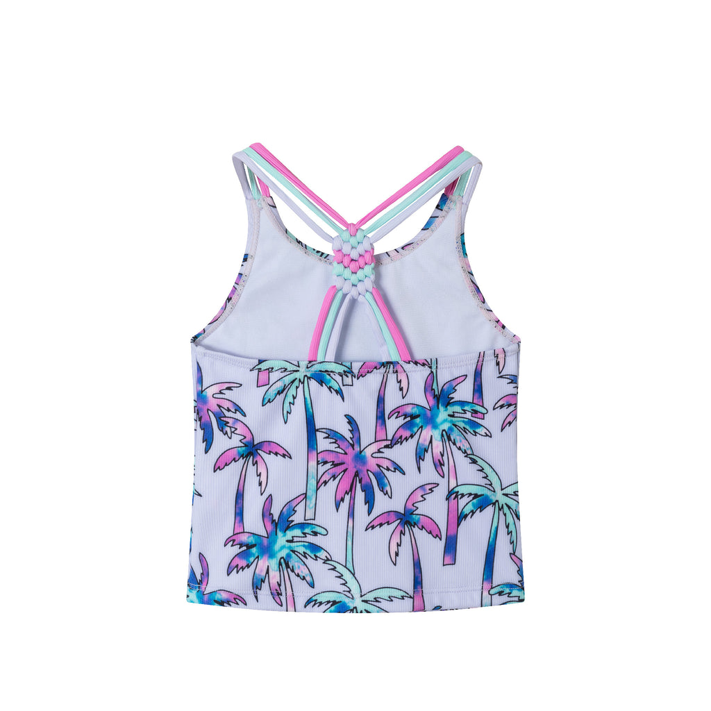 Kids (2-6x) Tankini Swimsuit Set | Purple Palm Trees - Andy & Evan