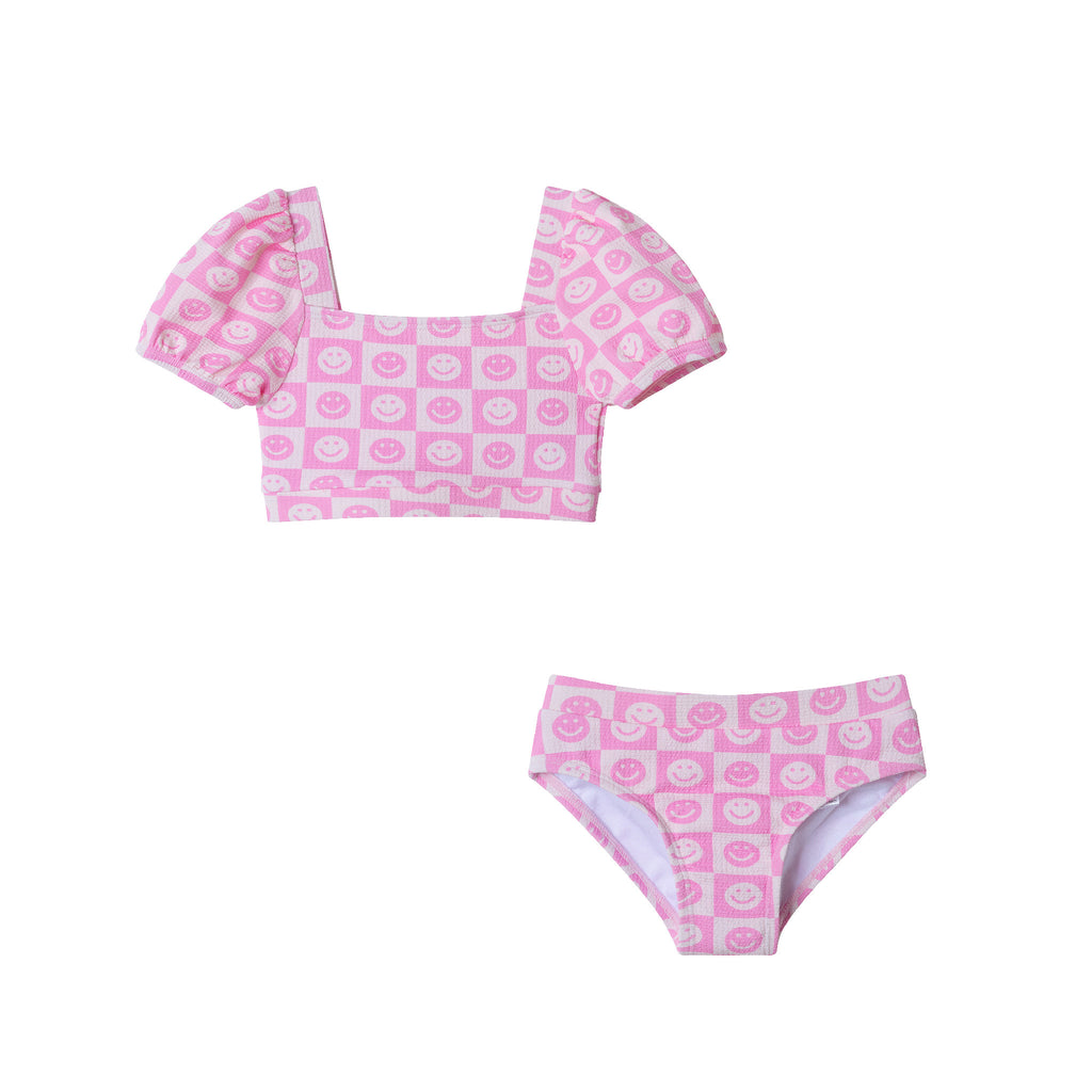 Kids (2-6x) Bikini Swim Suit | Pink Smiley - Andy & Evan