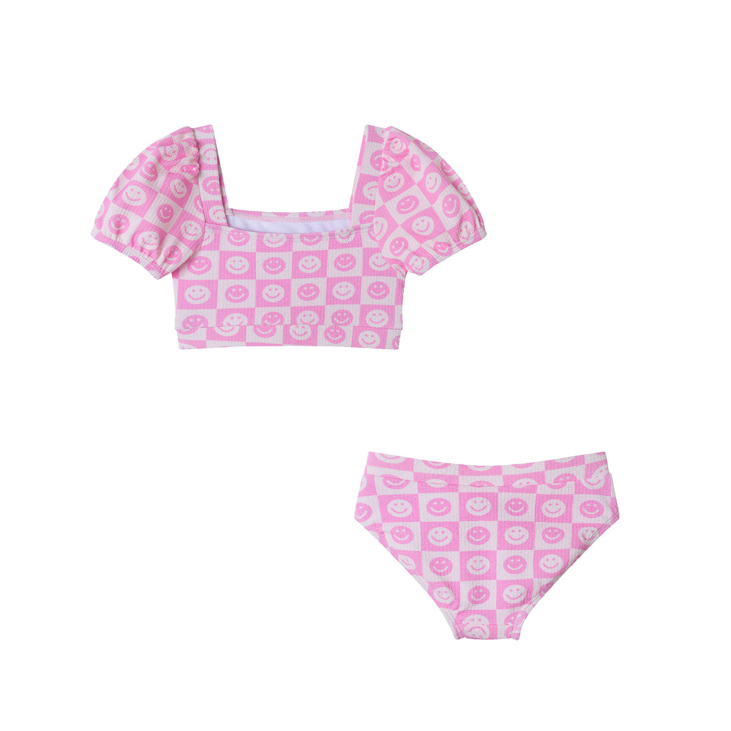 Kids (2-6x) Bikini Swim Suit | Pink Smiley - Andy & Evan