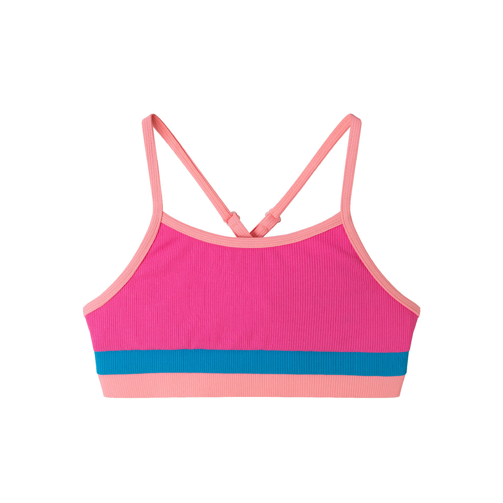 Kids (4-16) Two Piece Swim Suit | Pink Color Block - Andy & Evan