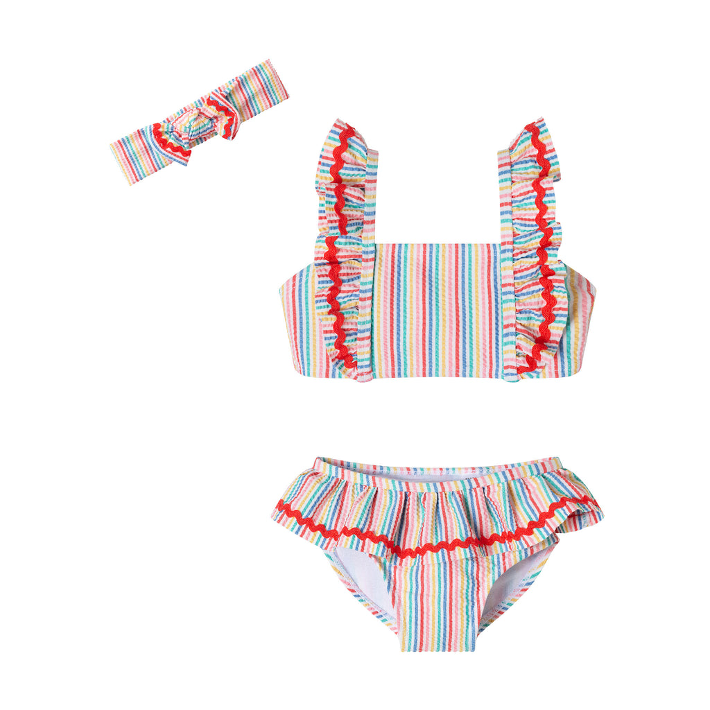 Infant (9-24M) Ruffle Bikini W/ Bow Headband | Rainbow - Andy & Evan