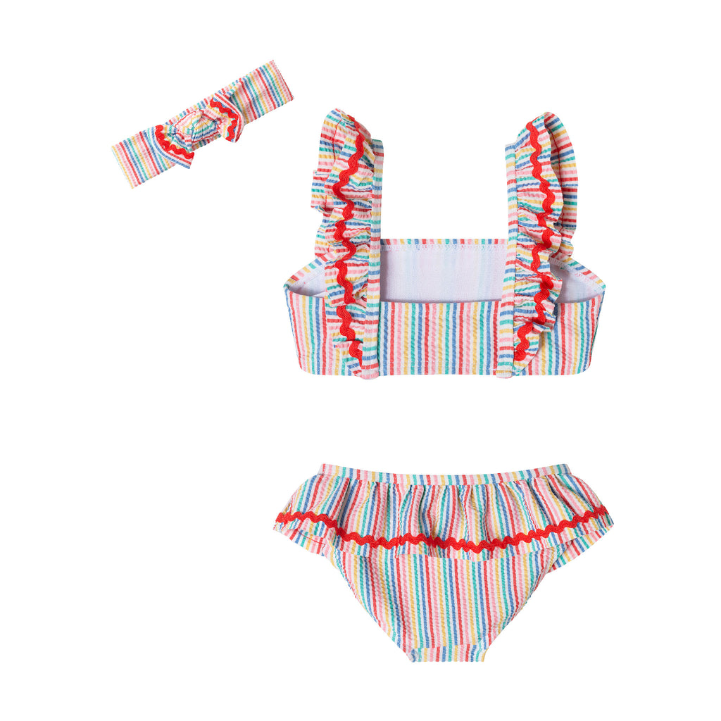 Infant (9-24M) Ruffle Bikini W/ Bow Headband | Rainbow - Andy & Evan