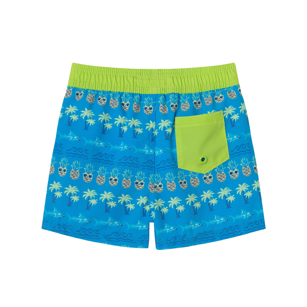 Kids (5-8) Rashguard & Swim Trunk Set | Lime & Blue Breeze - Andy & Evan