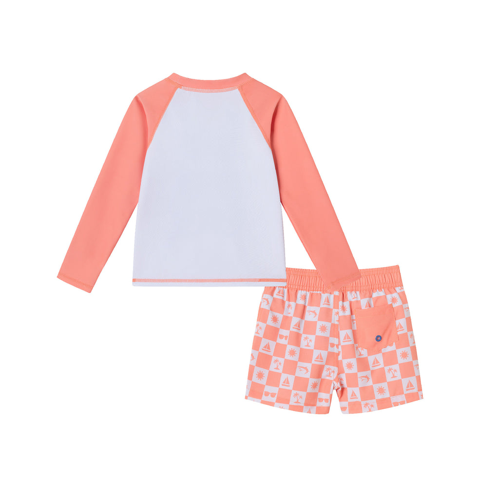 Kids (2-8) Rashguard & Swim Trunk Set | Sunglasses & Beach Vibes - Andy & Evan