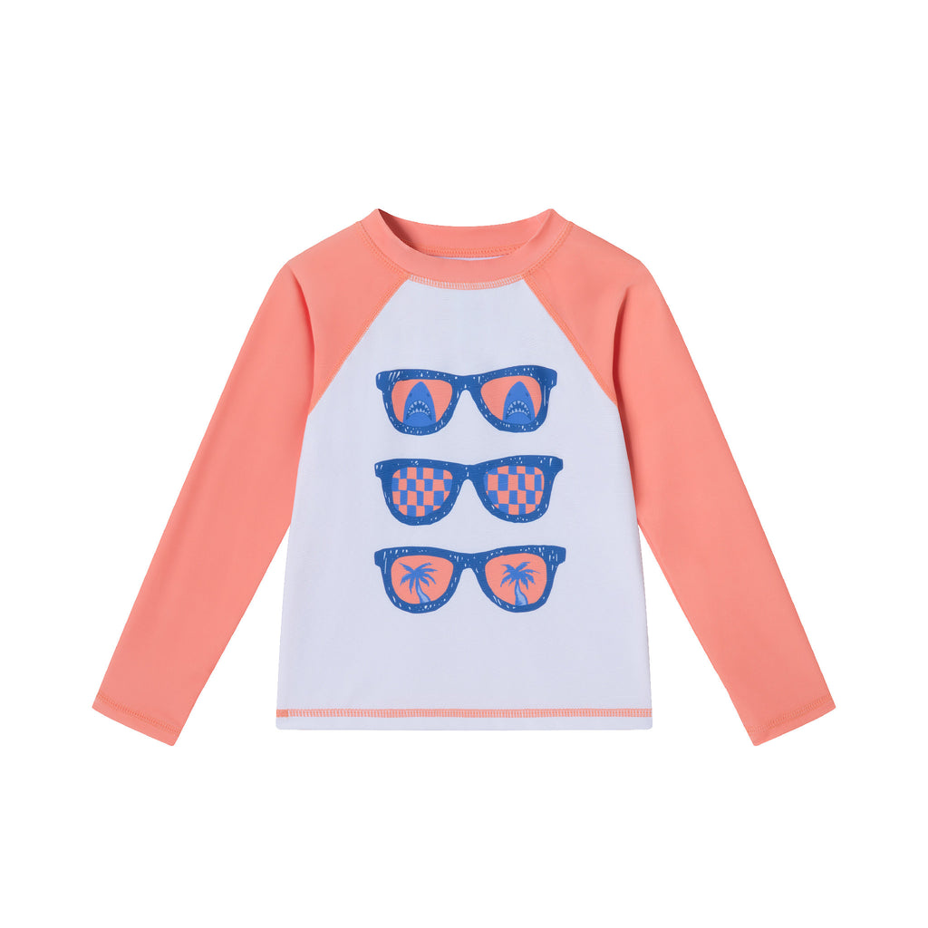 Kids (2-8) Rashguard & Swim Trunk Set | Sunglasses & Beach Vibes - Andy & Evan