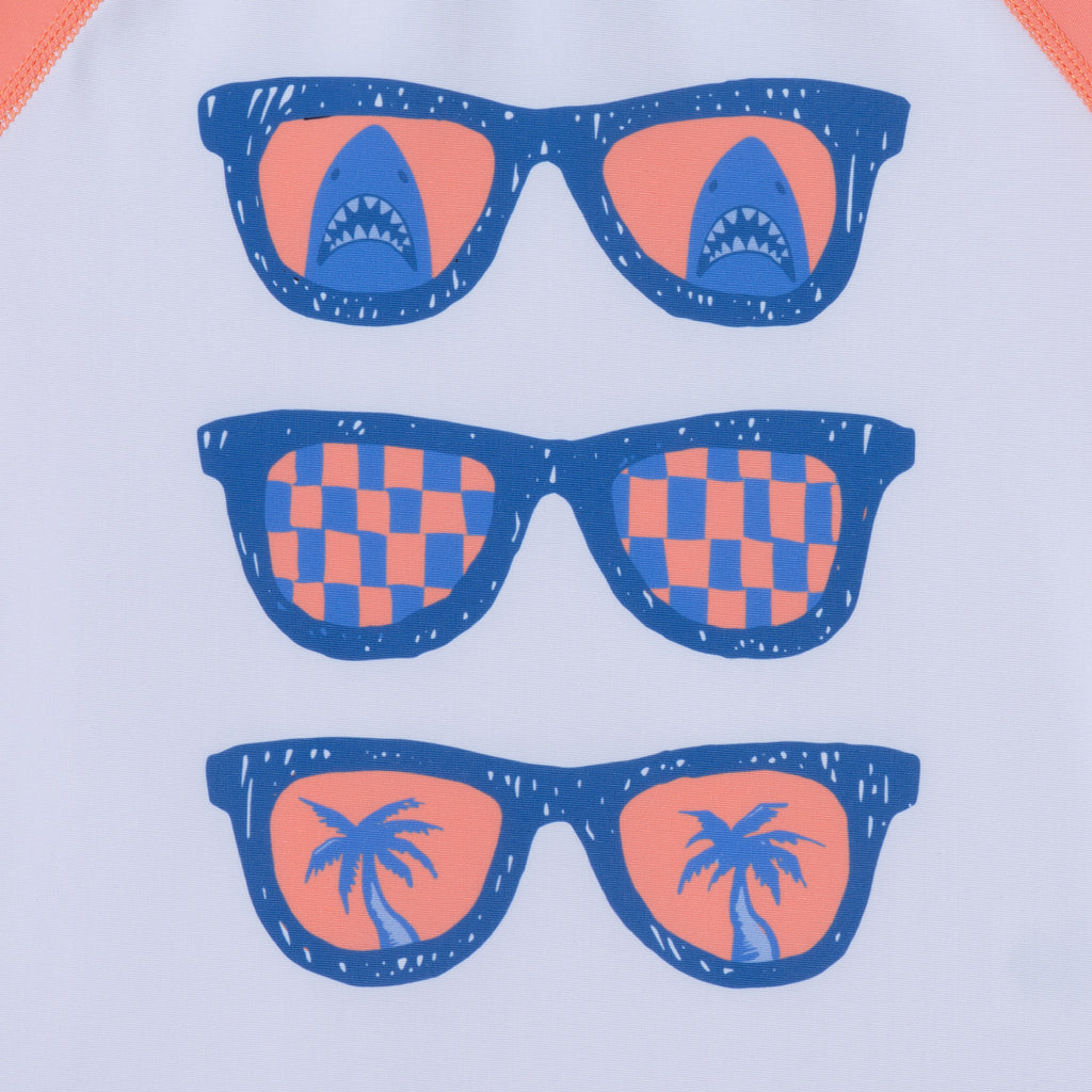 Kids (2-8) Rashguard & Swim Trunk Set | Sunglasses & Beach Vibes - Andy & Evan