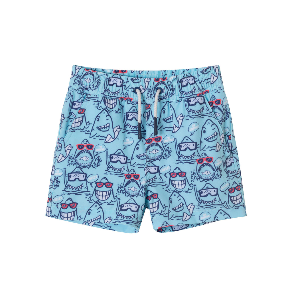 Kids (2-8) Rashguard & Swim Trunk Set | Shark Characters - Andy & Evan