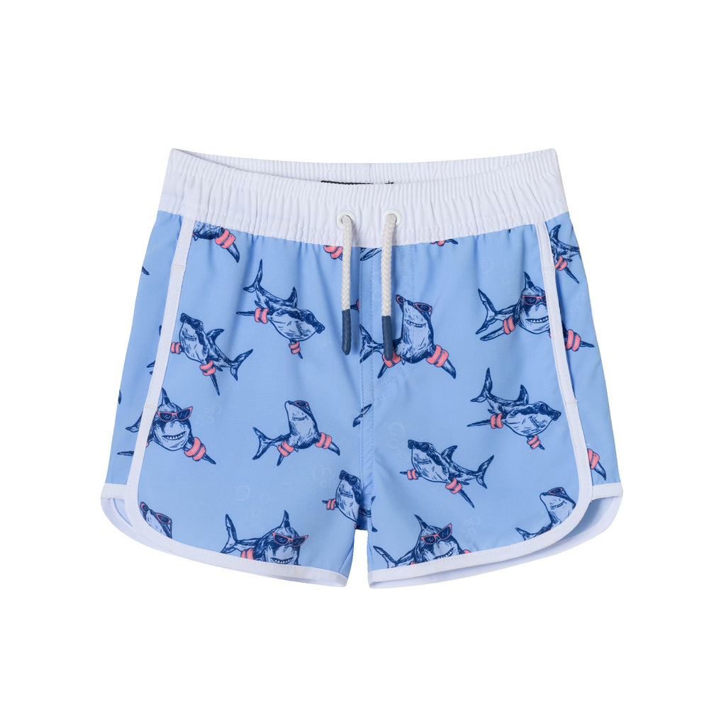 Kids (2-7) Rashguard & Swim Trunk Set | Navy Shark - Andy & Evan