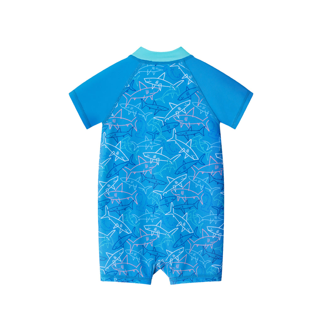 Infant (0-24M) Swim Romper & Hat Set | Shark Adventure - Andy & Evan