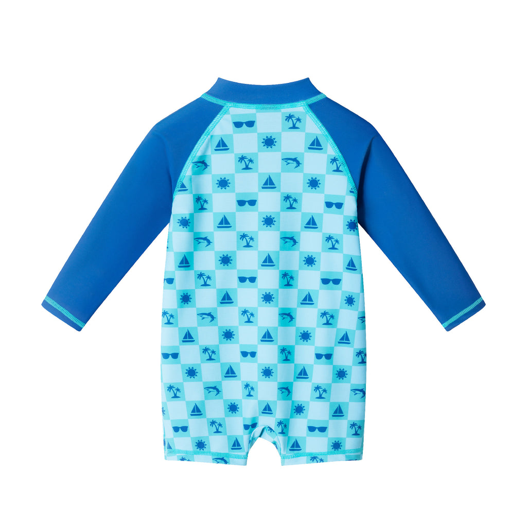 Infant (0-24M) Swim Romper & Hat Set | Beach Vibes - Andy & Evan