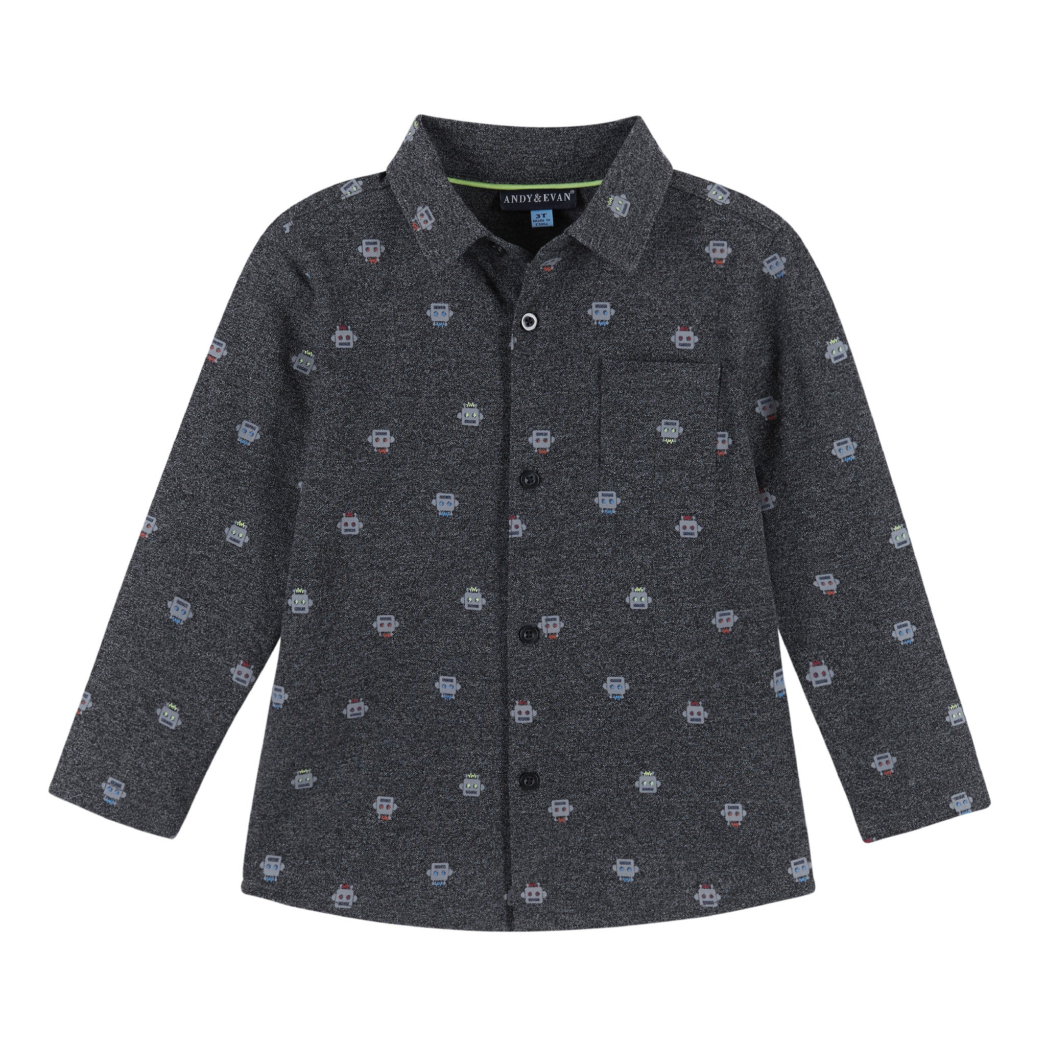Boys Knit Robot Evan & Pattern Down – Shirt Button Andy
