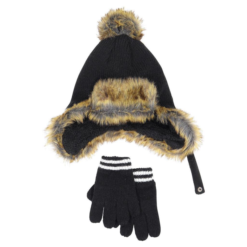 Kids (2-7) Hat & Glove Set | Black - Andy & Evan